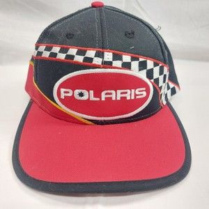 Vintage Polaris Red & Black XCR 120 Racing Adjustable Snapback Hat Cap